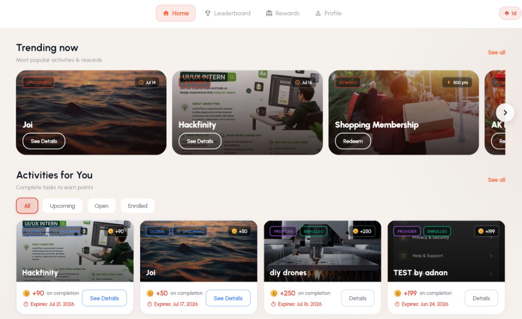 Levelr Dashboard